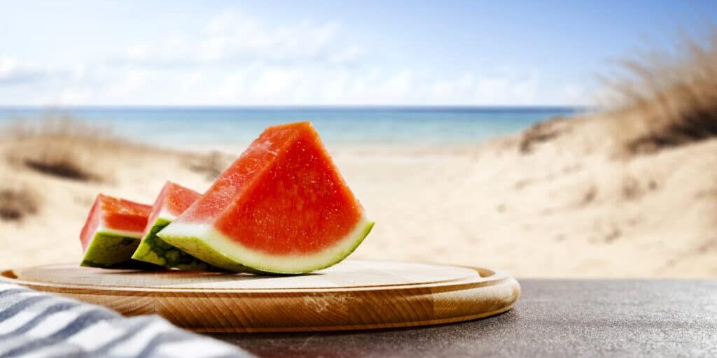 Watermelon on beach